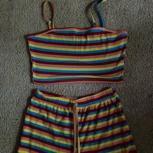 Rainbow shirt and crop tank set